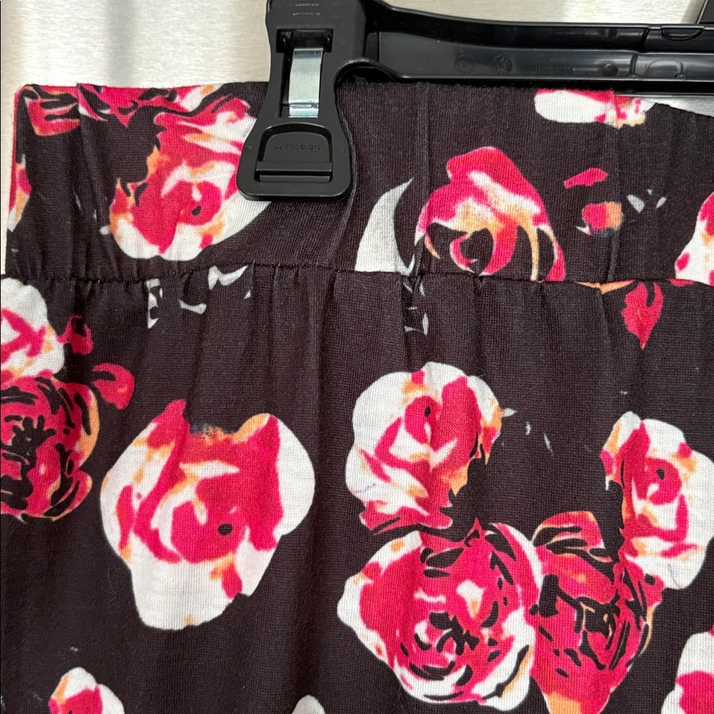 Floral Black and Pink Women's Skirt - Picture 2 of 4
